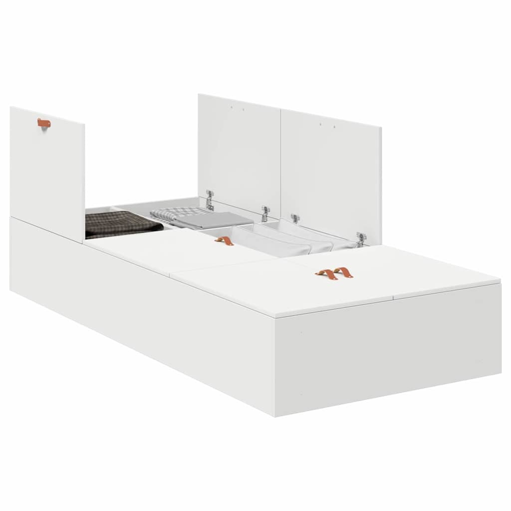 Storage Bed Frame White 90 x 190 cm Engineered Wood