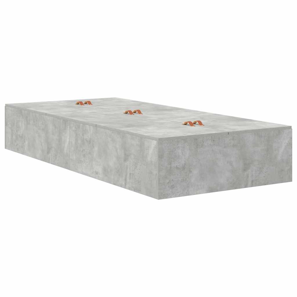 Storage Bed Frame Concrete Grey 90 x 190 cm Engineered Wood