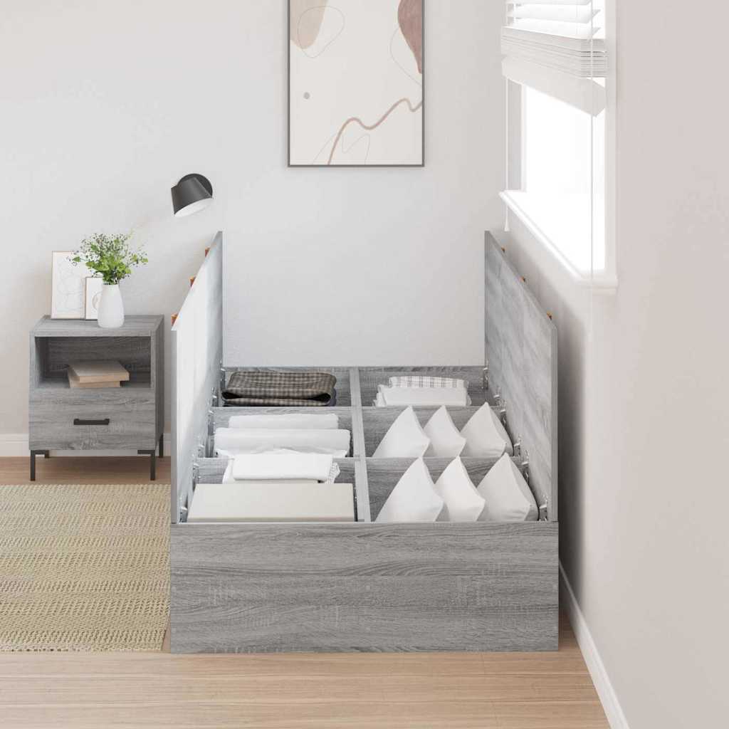 Bed Frame with Storage Grey sonoma 90 x 190 cm Engineered wood