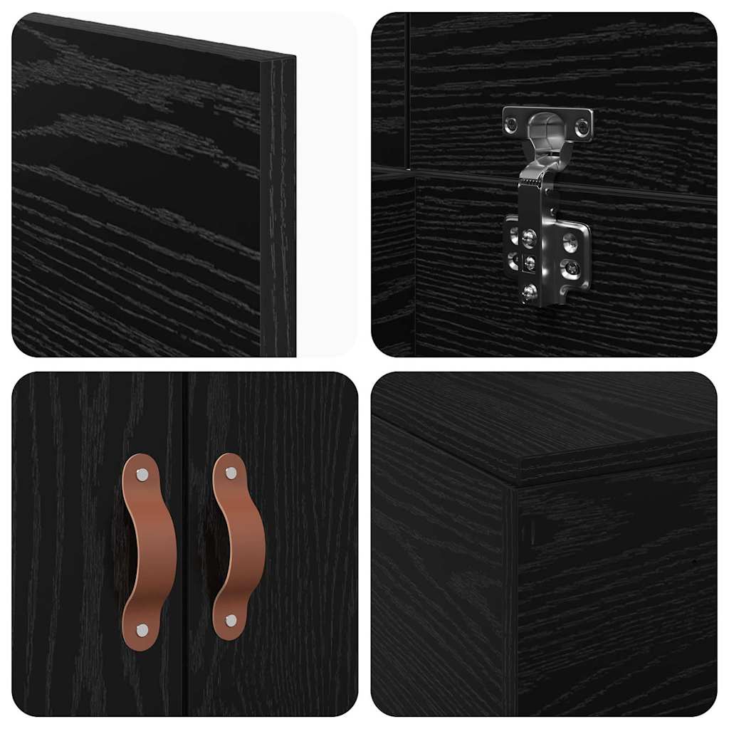 Bed Frame with Storage Black oak 75 x 190 cm Engineered wood