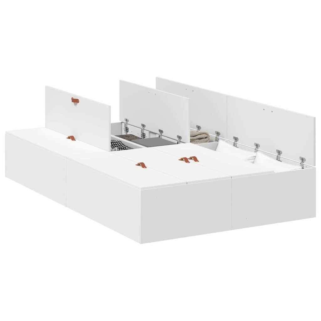 Storage Bed Frame White 120 x 190 cm Engineered Wood