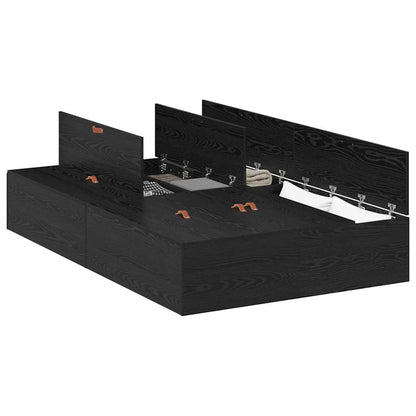 Bed Frame with Storage Black oak 120 x 190 cm Engineered wood