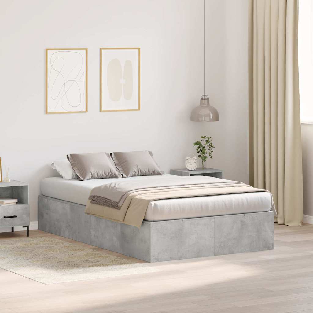 Storage Bed Frame Concrete Grey 120 x 190 cm Engineered Wood