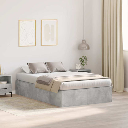 Storage Bed Frame Concrete Grey 120 x 190 cm Engineered Wood