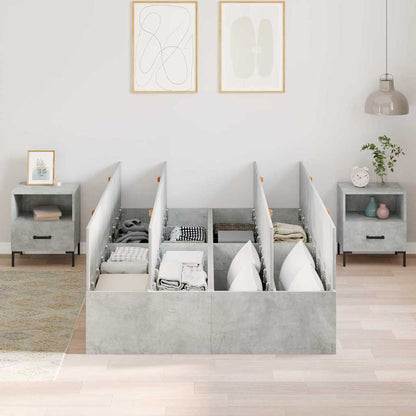 Storage Bed Frame Concrete Grey 120 x 190 cm Engineered Wood