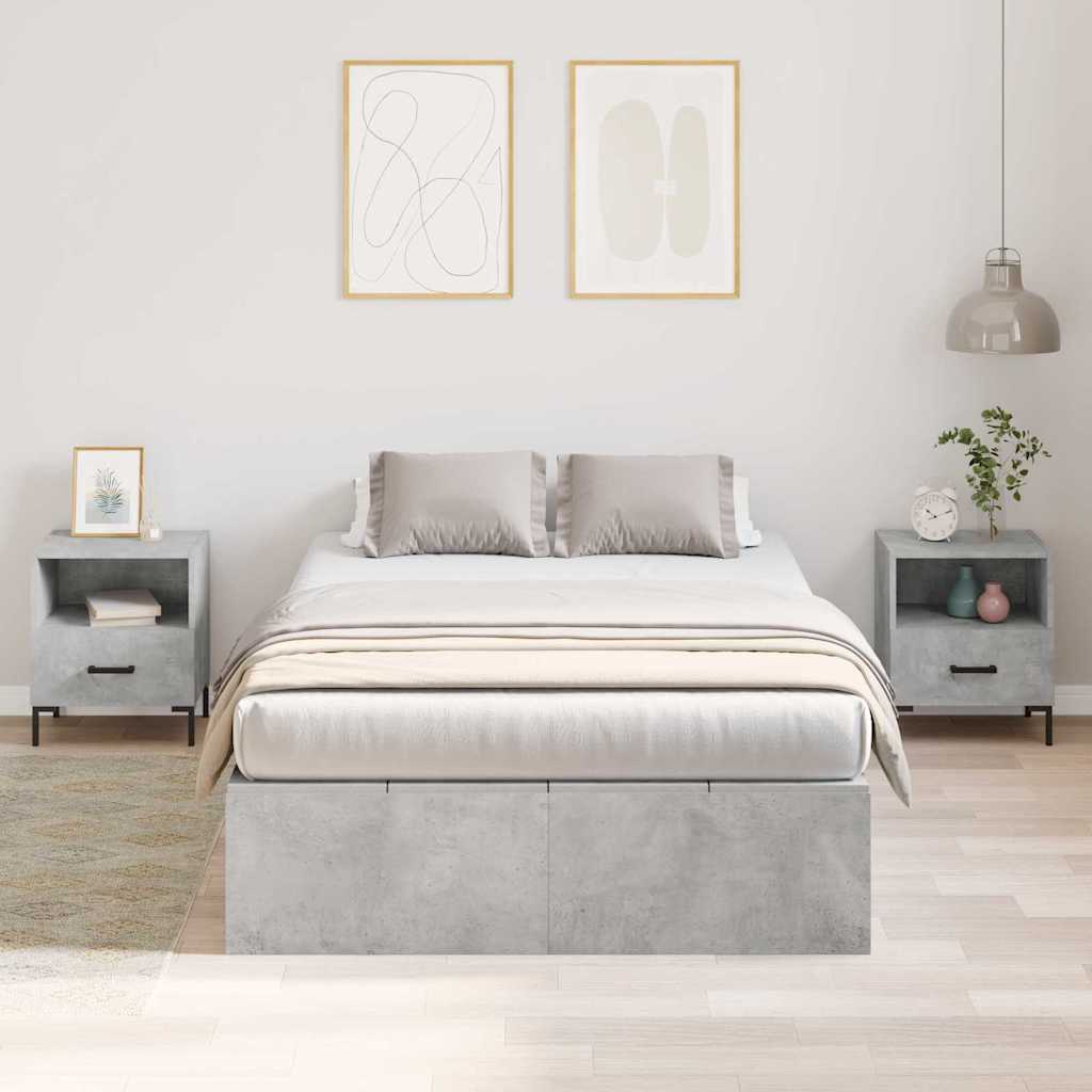 Storage Bed Frame Concrete Grey 120 x 190 cm Engineered Wood