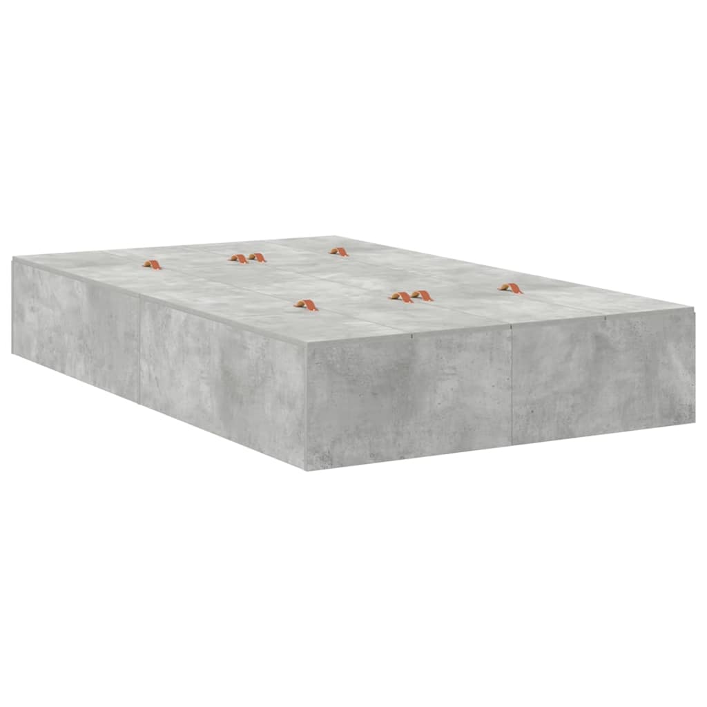 Storage Bed Frame Concrete Grey 120 x 190 cm Engineered Wood
