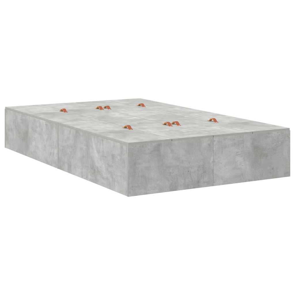 Storage Bed Frame Concrete Grey 120 x 190 cm Engineered Wood