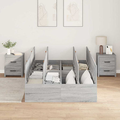 Bed Frame with Storage Grey sonoma 120 x 190 cm Engineered wood