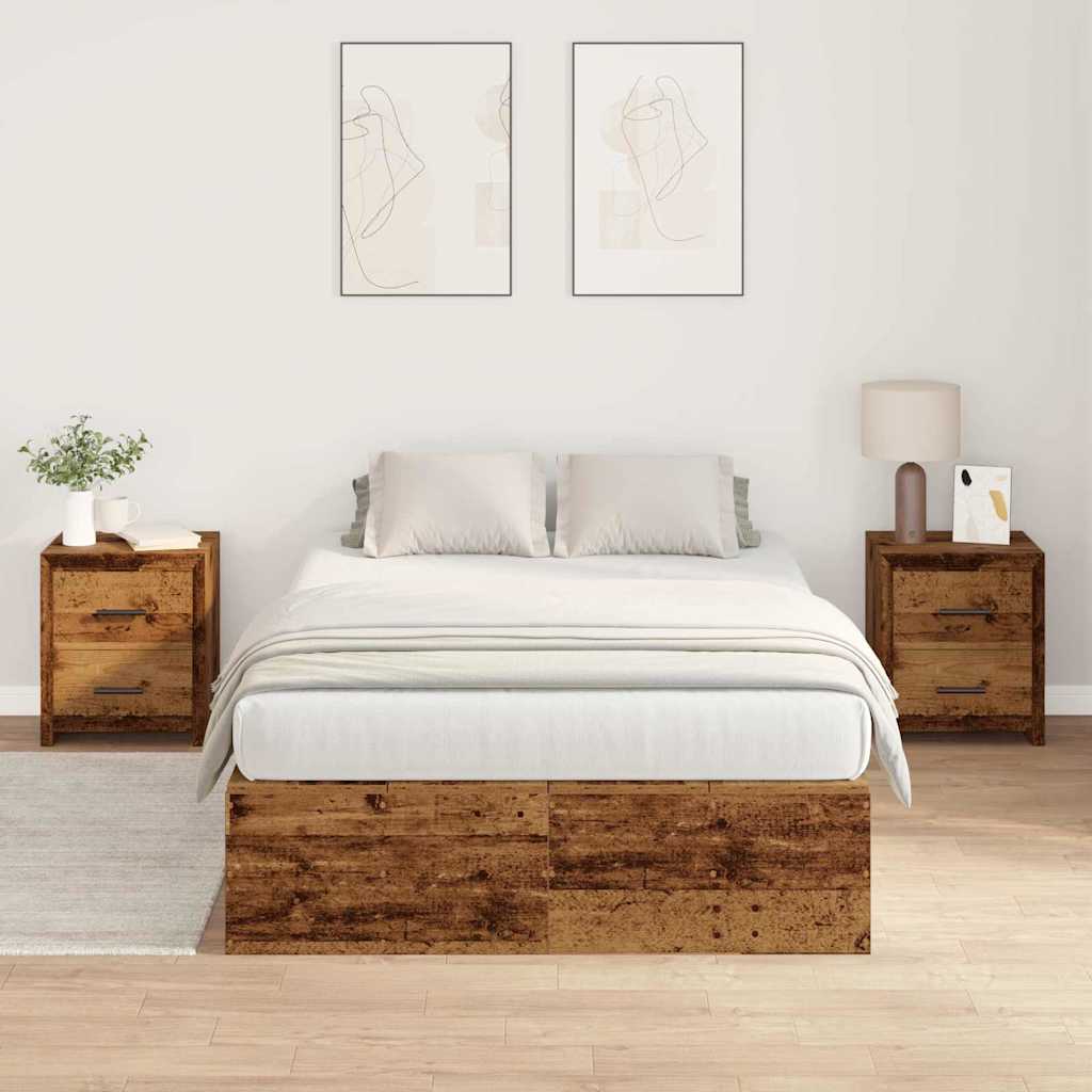 Bed Frame with Storage Old wood 120 x 190 cm Engineered wood