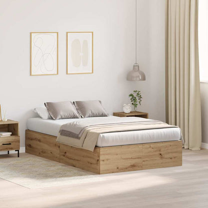 Bed Frame with Storage Artisan oak 120 x 190 cm Engineered wood
