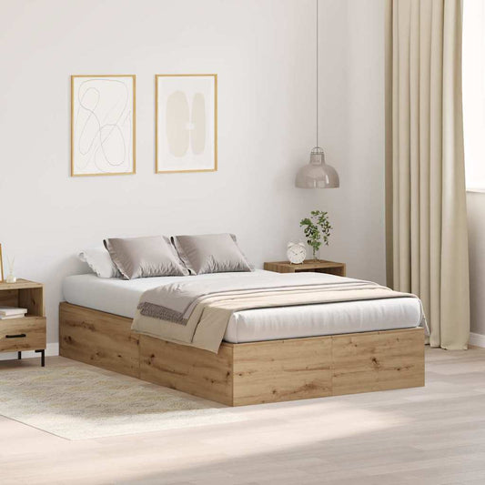 Bed Frame with Storage Artisan oak 120 x 190 cm Engineered wood