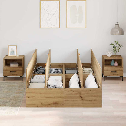 Bed Frame with Storage Artisan oak 120 x 190 cm Engineered wood