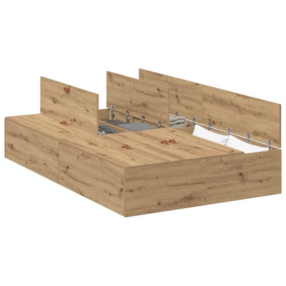 Bed Frame with Storage Artisan oak 120 x 190 cm Engineered wood