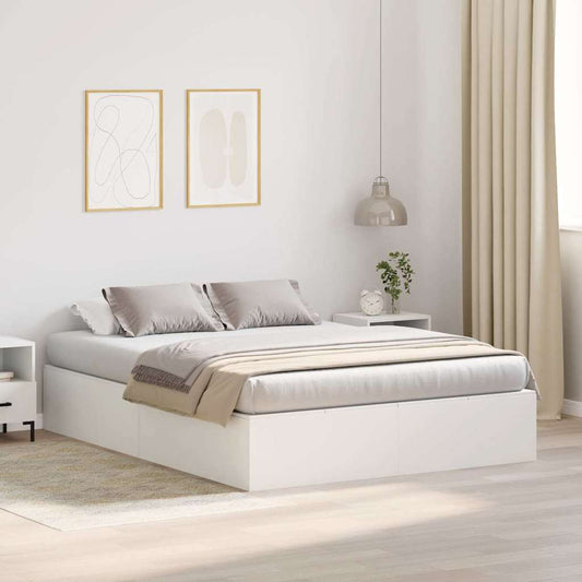 Storage Bed Frame White 140 x 190 cm Engineered Wood