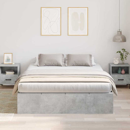 Storage Bed Frame Concrete Grey 140 x 190 cm Engineered Wood
