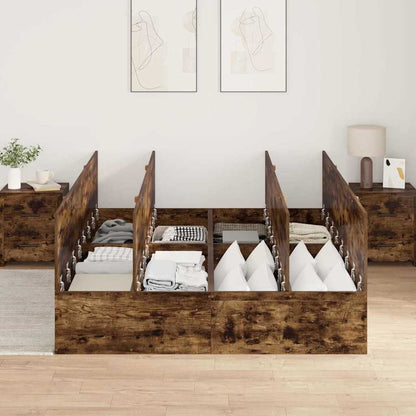 Bed Frame with Storage Smoked oak 140 x 190 cm Engineered wood
