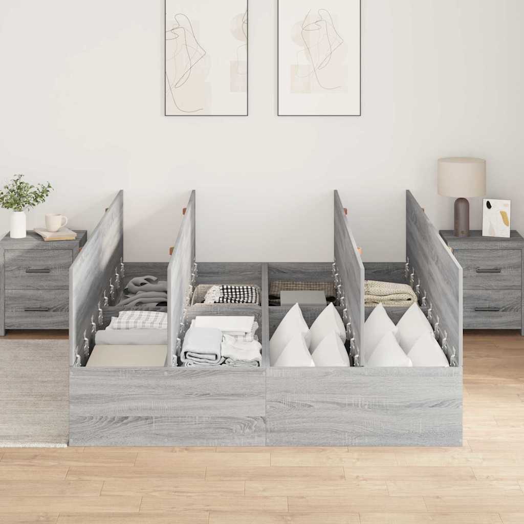 Bed Frame with Storage Grey sonoma 140 x 190 cm Engineered wood