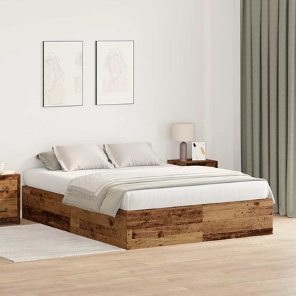 Bed Frame with Storage Old wood 140 x 190 cm Engineered wood