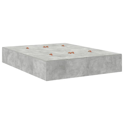 Storage Bed Frame Concrete Grey 135 x 190 cm Engineered Wood