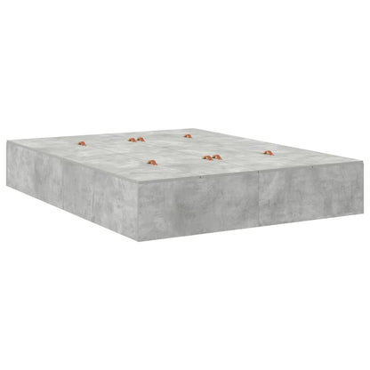 Storage Bed Frame Concrete Grey 135 x 190 cm Engineered Wood