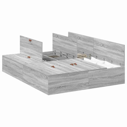 Bed Frame with Storage Grey sonoma 135 x 190 cm Engineered wood