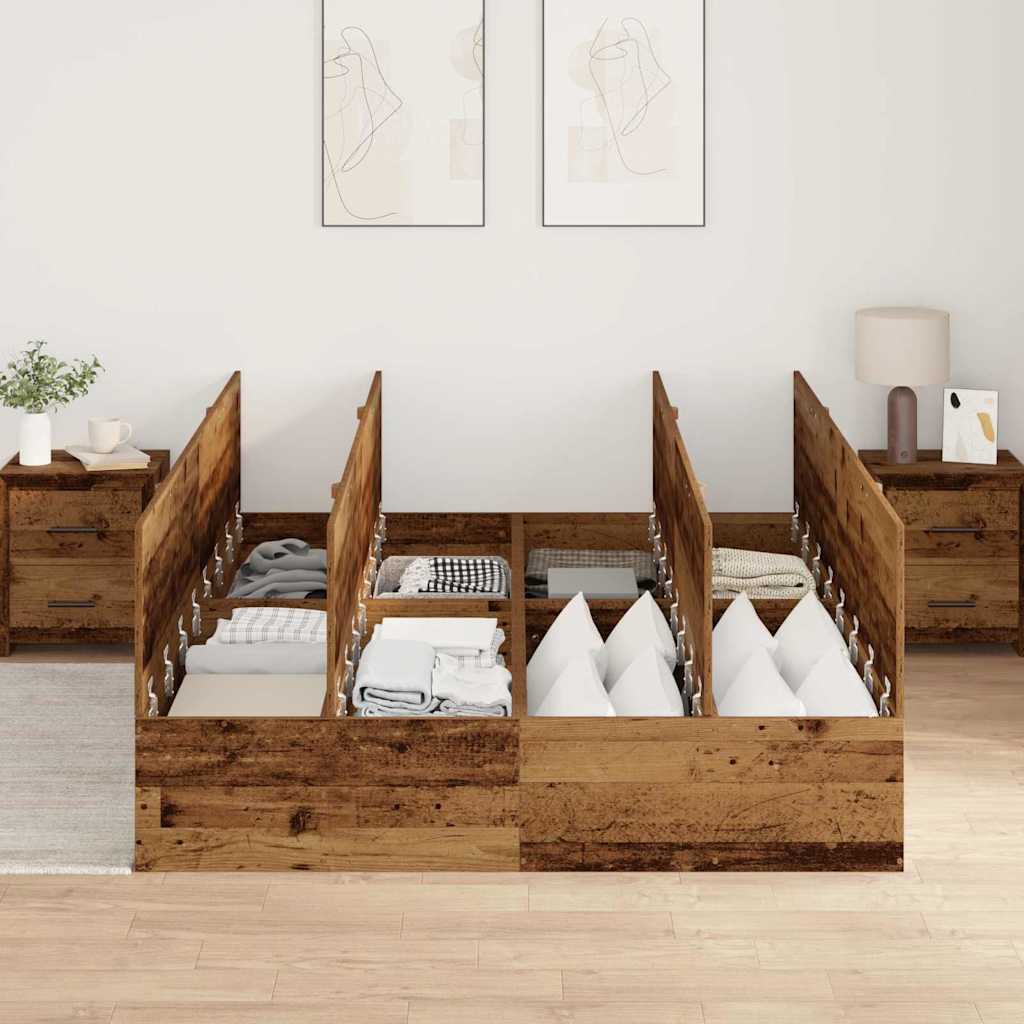 Bed Frame with Storage Old wood 135 x 190 cm Engineered wood