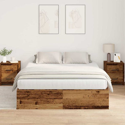 Bed Frame with Storage Old wood 135 x 190 cm Engineered wood