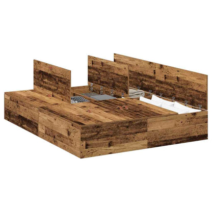 Bed Frame with Storage Old wood 135 x 190 cm Engineered wood