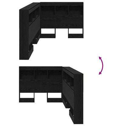 Storage Headboard with Shelf Black Oak 80 cm Engineered Wood