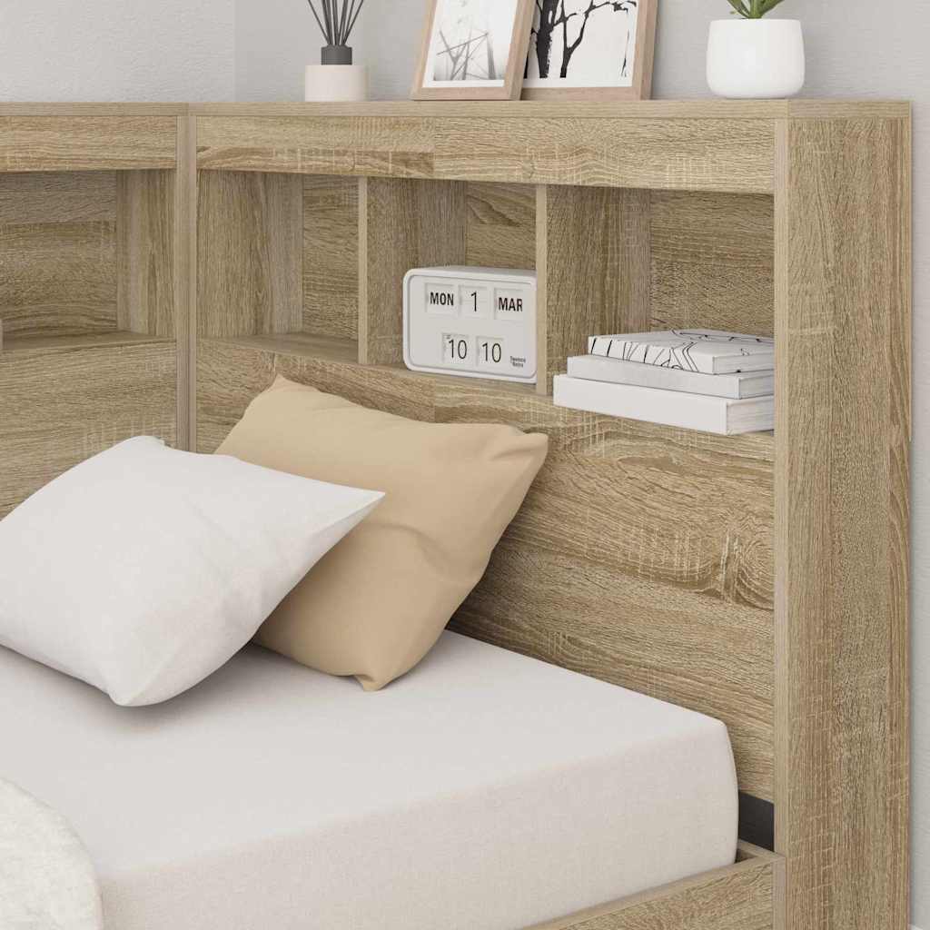 Storage Headboard with Shelf Sonoma Oak 80 cm Engineered Wood