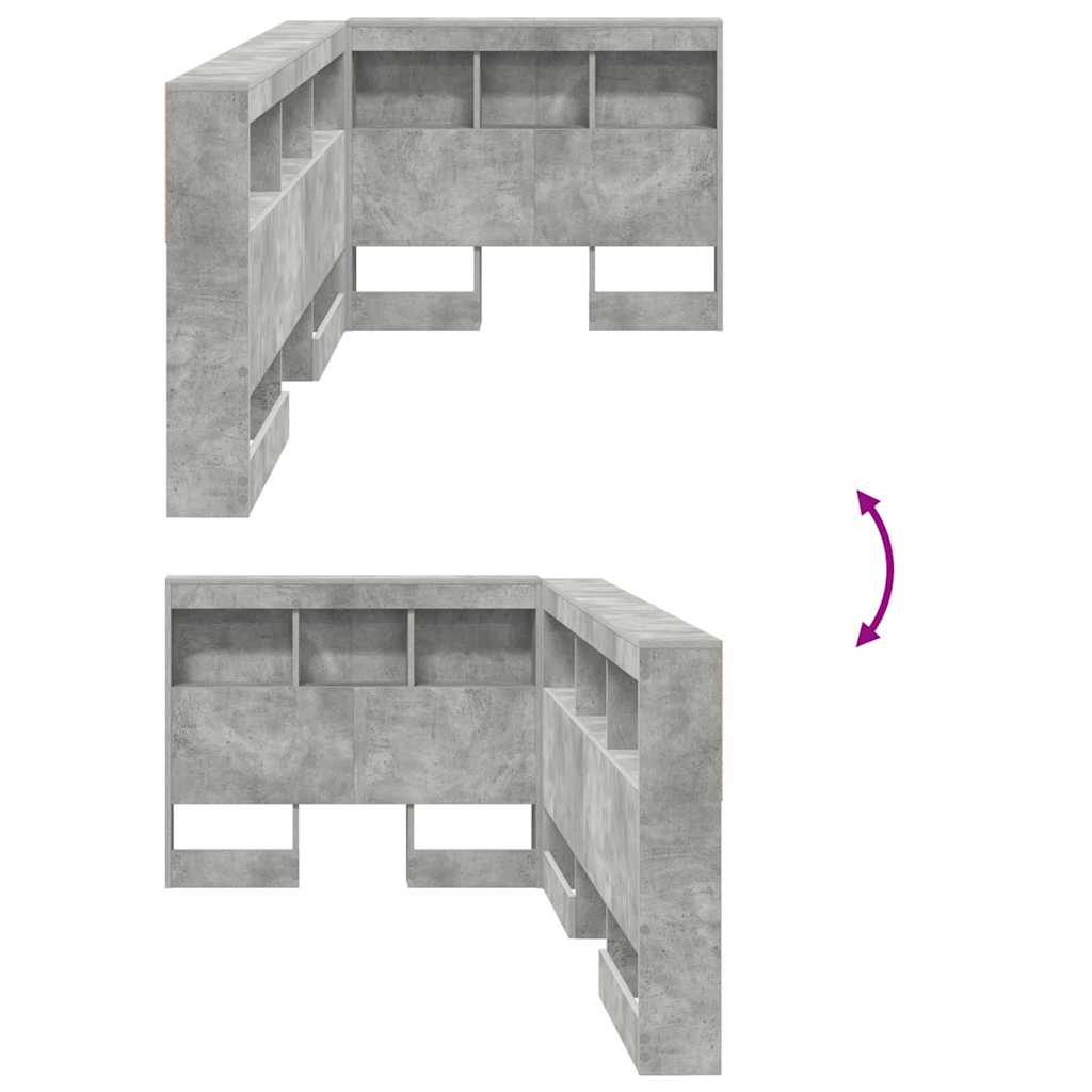 Storage Headboard Concrete Grey 80 cm Engineered Wood