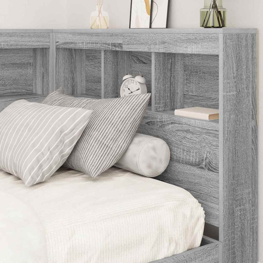 Storage Headboard with Shelf Grey Sonoma 80 cm Engineered Wood