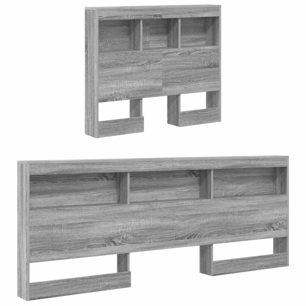 Storage Headboard with Shelf Grey Sonoma 80 cm Engineered Wood