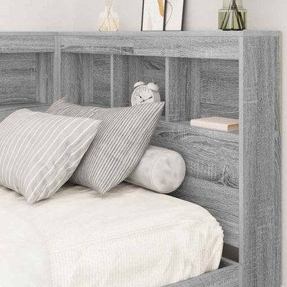 Storage Headboard with Shelf Grey Sonoma 90 cm Engineered Wood