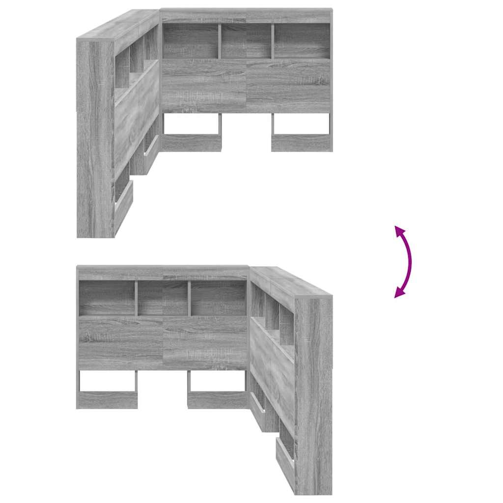 Storage Headboard with Shelf Grey Sonoma 90 cm Engineered Wood