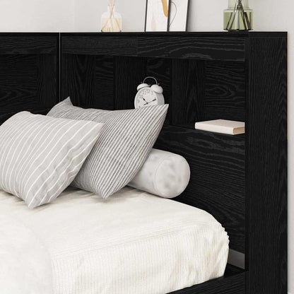 Storage Headboard with Shelf Black Oak 100 cm Engineered Wood
