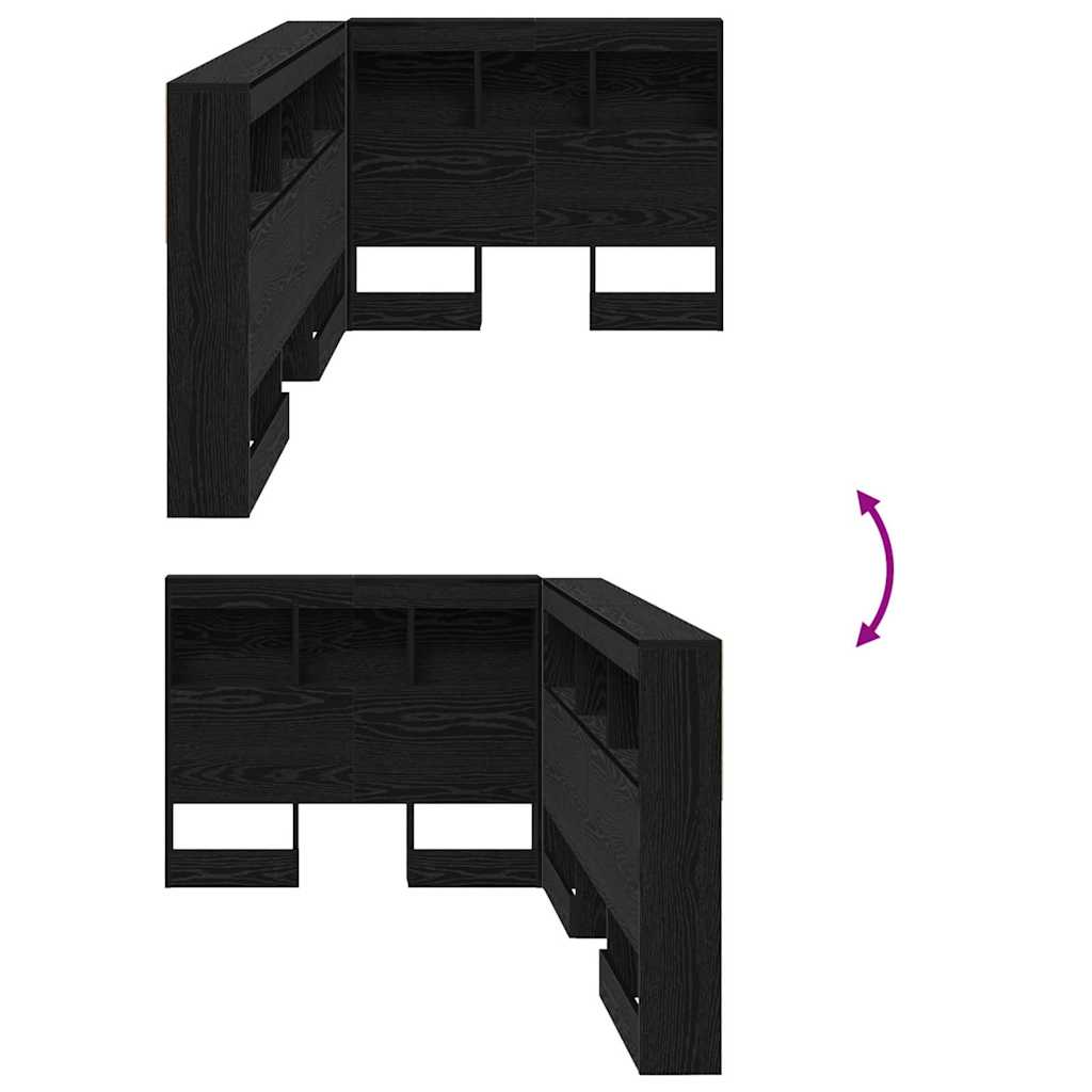 Storage Headboard with Shelf Black Oak 100 cm Engineered Wood