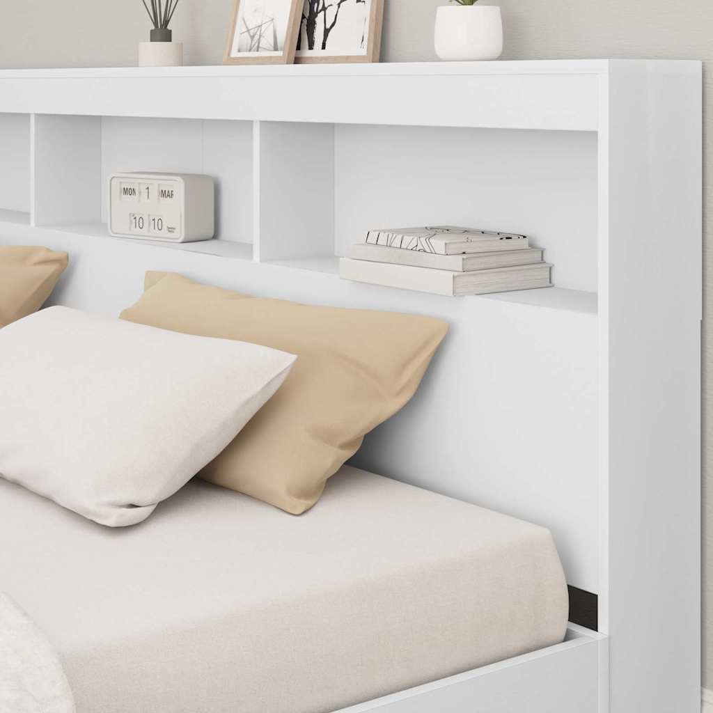 Storage Headboard with Shelf White 200 cm Engineered Wood