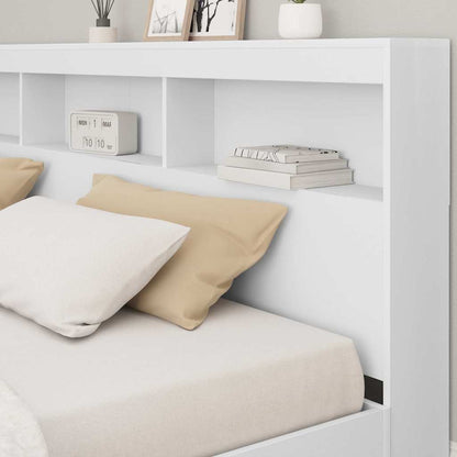 Storage Headboard with Shelf White 200 cm Engineered Wood