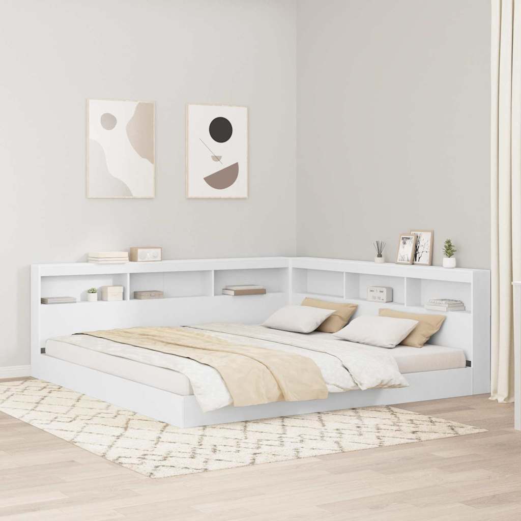 Storage Headboard with Shelf White 200 cm Engineered Wood