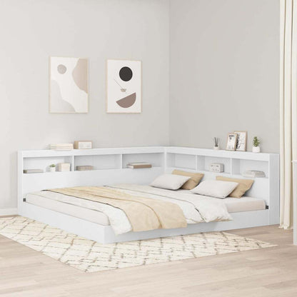 Storage Headboard with Shelf White 200 cm Engineered Wood