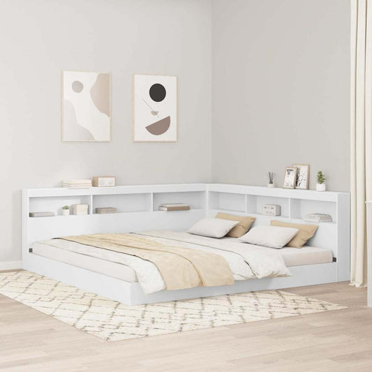 Storage Headboard with Shelf White 200 cm Engineered Wood