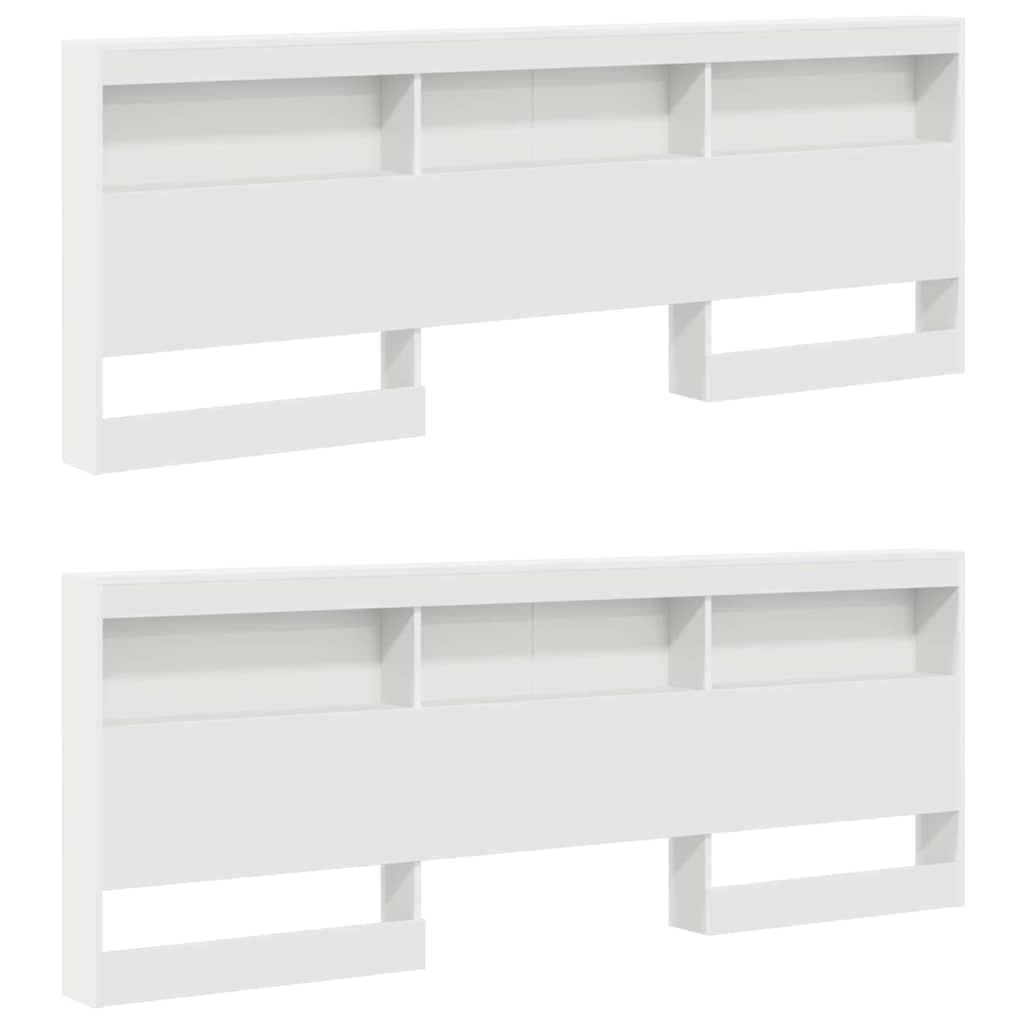 Storage Headboard with Shelf White 200 cm Engineered Wood