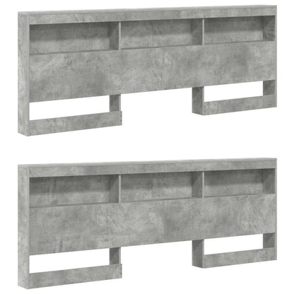 Storage Headboard Concrete Grey 200 cm Engineered Wood