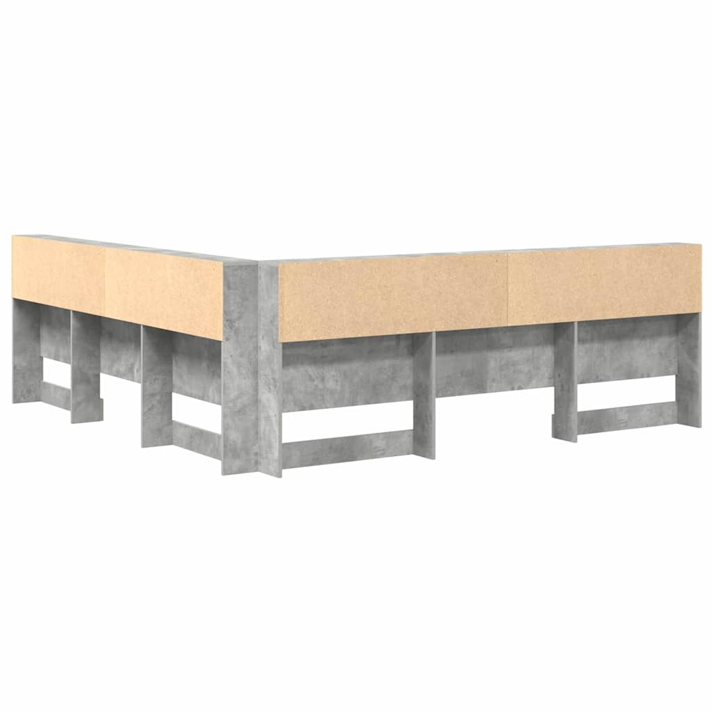 Storage Headboard Concrete Grey 200 cm Engineered Wood