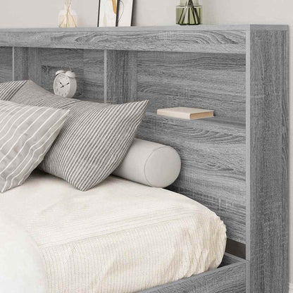 Storage Headboard with Shelf Grey Sonoma 200 cm Engineered Wood