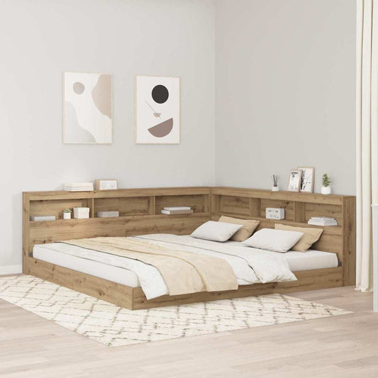 Storage Headboard with Shelf Artisan Oak 200 cm Engineered Wood