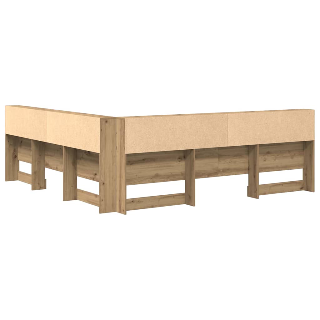Storage Headboard with Shelf Artisan Oak 200 cm Engineered Wood