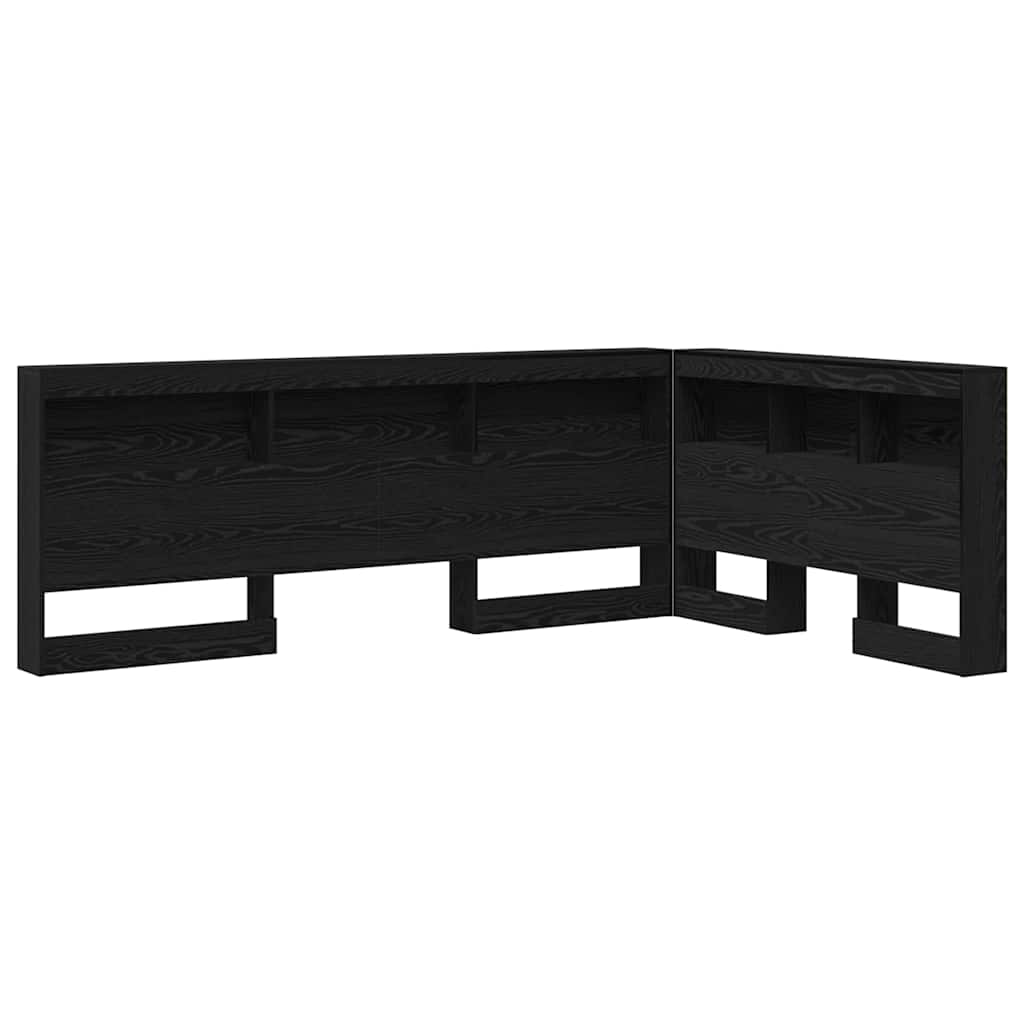 Storage Headboard with Shelf Black Oak 120 cm Engineered Wood